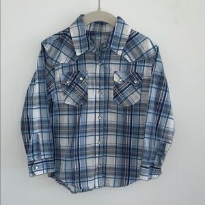 Blue Plaid Button-Up Shirt